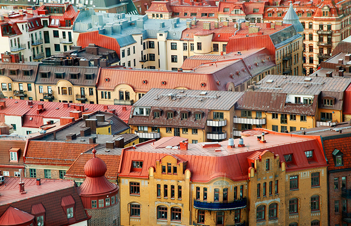 Os telhados coloridos de Gotemburgo na Suécia 