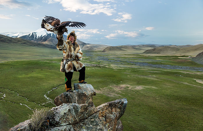 A vida com os caçadores de águias na Mongólia.