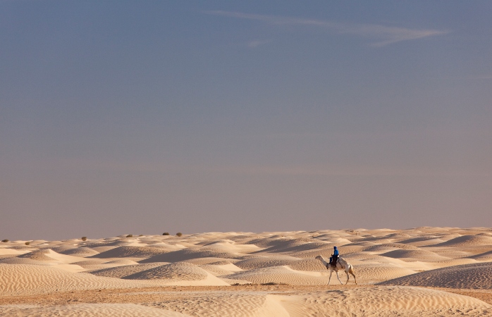 As dunas e os camelos do Deserto do Sahara, em Douz.