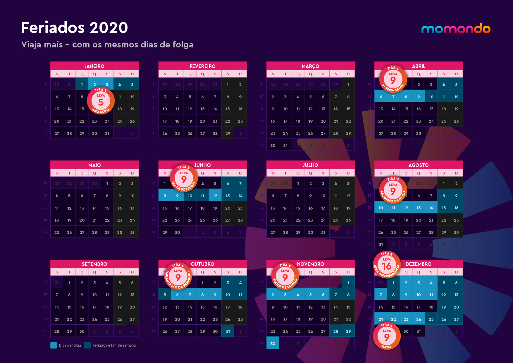 Feriados 2020: dá uma vista no nosso calendário e organiza as tuas férias máximo as tuas férias 2020.
