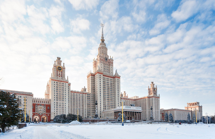 A Universidade do Estado em Sparrow Hills, definitivamente um sítio a visitar em Moscovo 