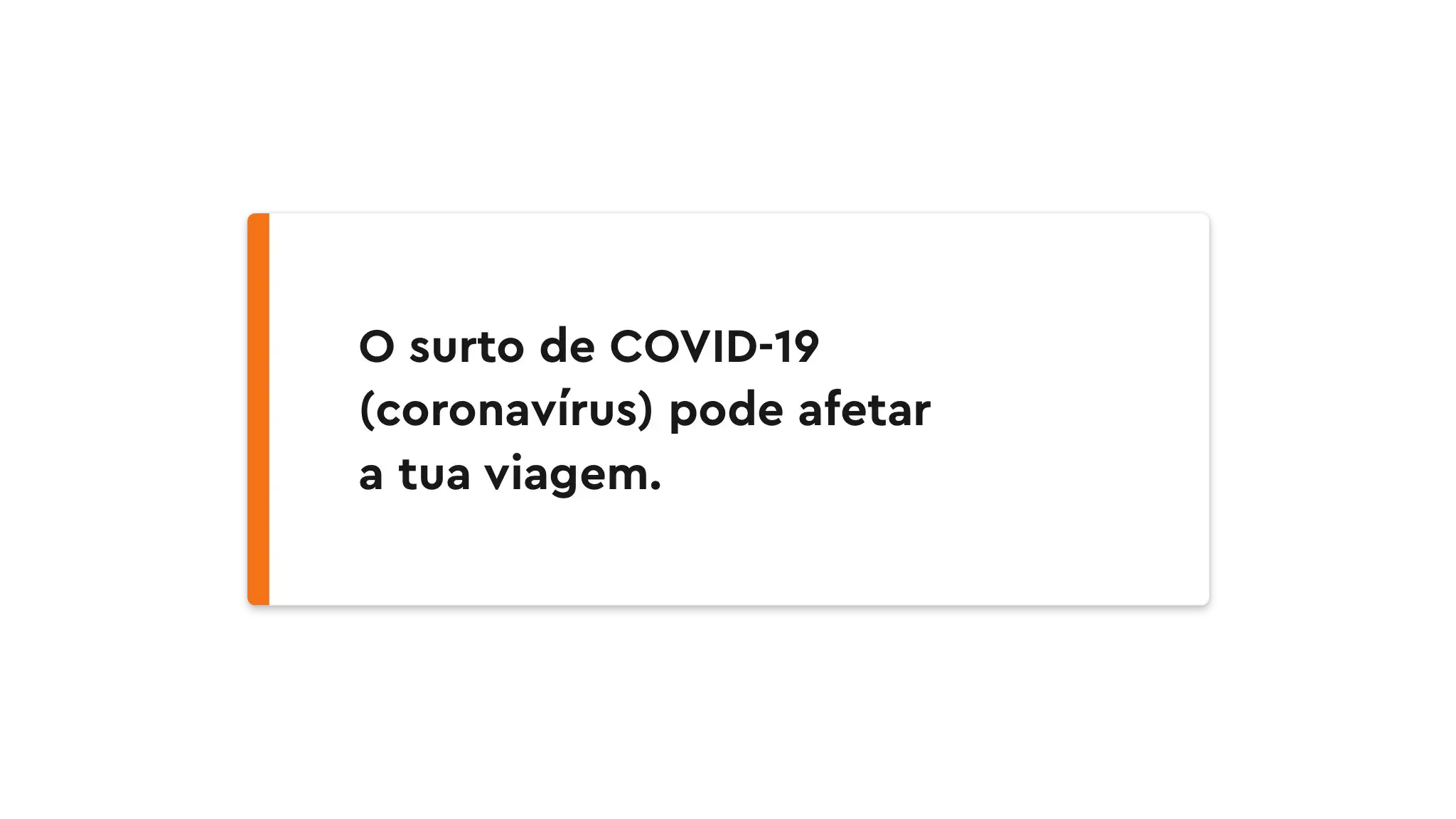 Novos alertas no site da momondo- Covid-19