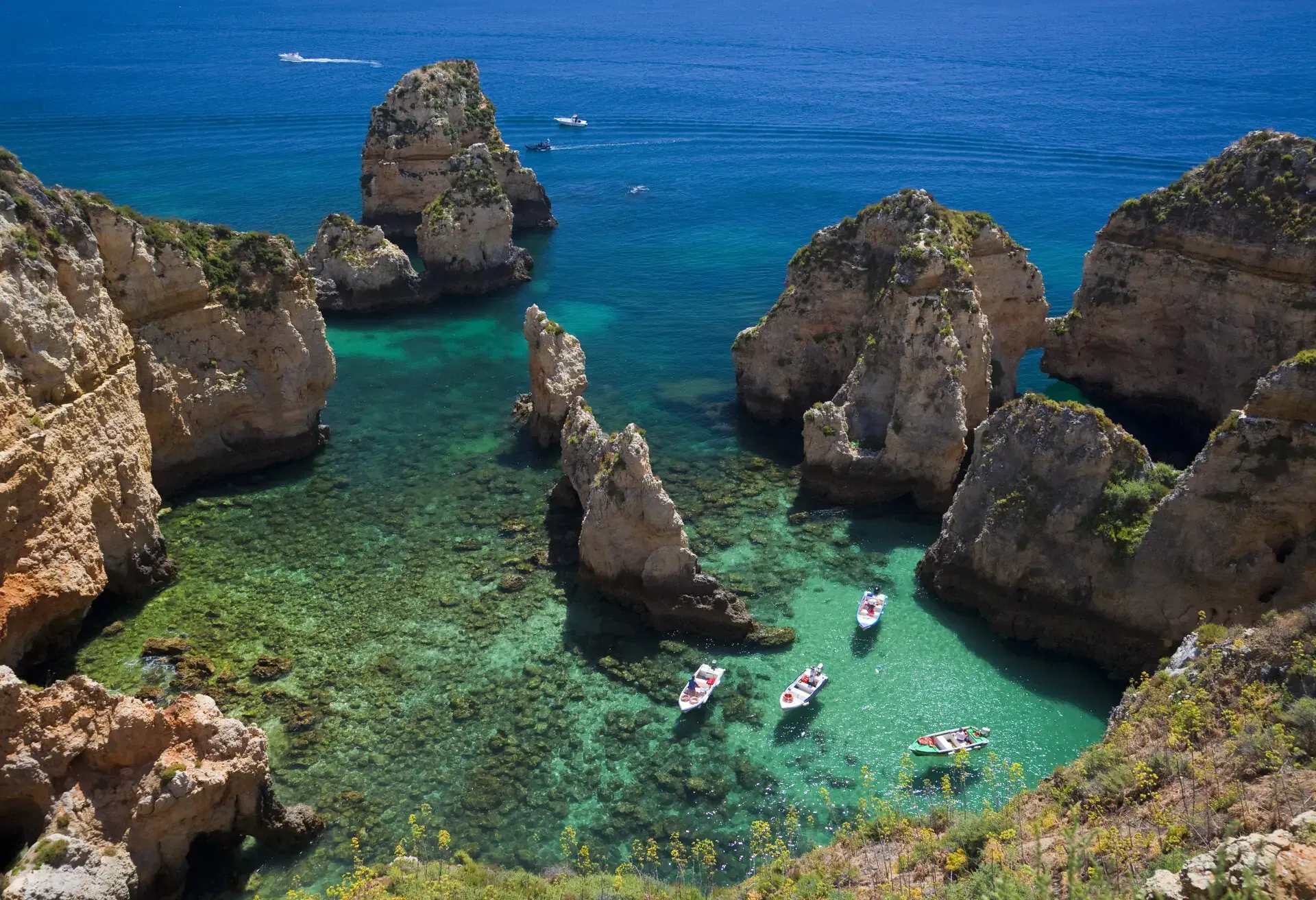 Vista da região do Algarve no sul de Portugal.